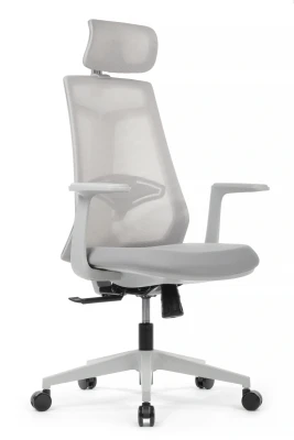 Кресло для руководителя Riva Design Гем / Gem 6230A-HS серая сетка, серая ткань