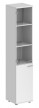 Шкаф высокий 400х400х1955, со стеклом, задняя стенка HDF, левый / корпус белый, фасады белые